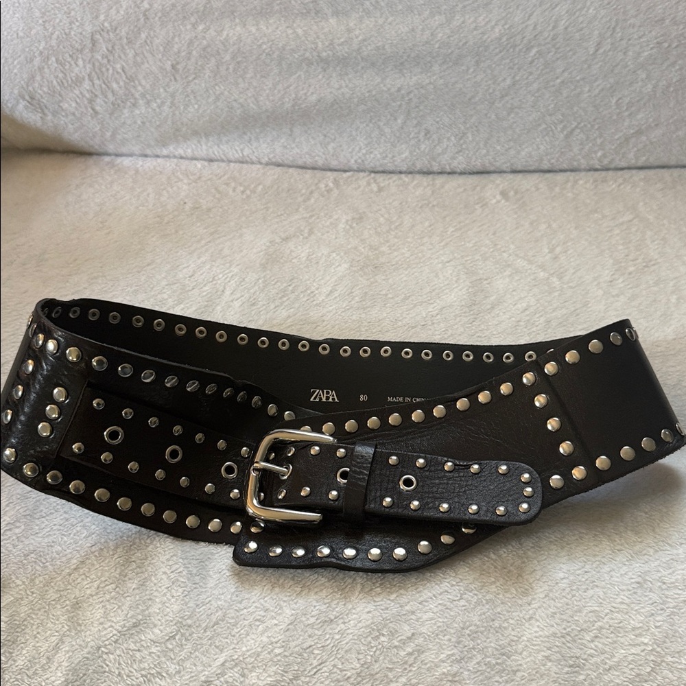 Zara Black Belt with Silver Accents